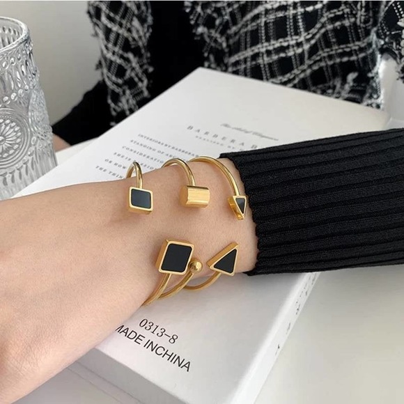 18k Gold Plated Bangle Bracelet\ 3pc - Picture 4 of 9